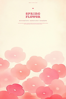 PSD 분홍색 백그라운드 일러스트 봄꽃 수채화 사람없음 겹침 국내일러스트 꽃 컬러 봄 파일형식