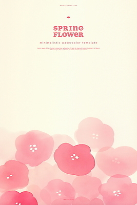 PSD 분홍색 백그라운드 일러스트 봄꽃 수채화 사람없음 겹침 국내일러스트 꽃 컬러 봄 파일형식