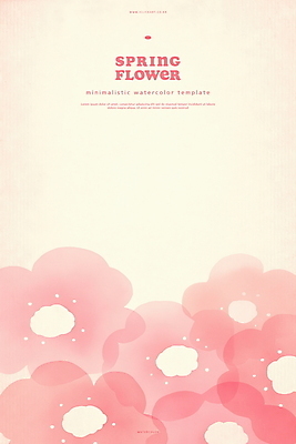 PSD 분홍색 백그라운드 일러스트 봄꽃 수채화 사람없음 겹침 국내일러스트 꽃 컬러 봄 파일형식