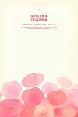 PSD 분홍색 백그라운드 일러스트 봄꽃 수채화 사람없음 겹침 국내일러스트 꽃 컬러 봄 파일형식