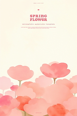 PSD 분홍색 백그라운드 일러스트 봄꽃 수채화 사람없음 겹침 국내일러스트 꽃 컬러 봄 파일형식