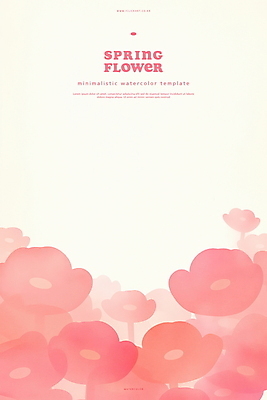 PSD 분홍색 백그라운드 일러스트 봄꽃 수채화 사람없음 겹침 국내일러스트 꽃 컬러 봄 파일형식