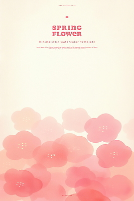 PSD 분홍색 백그라운드 일러스트 봄꽃 수채화 사람없음 겹침 국내일러스트 꽃 컬러 봄 파일형식