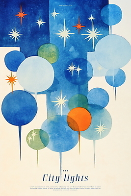 PSD 야경 일러스트 추상 수채화 사람없음 파란색 빛 반짝임 도시풍경 감성 국내일러스트 컬러 컨셉 무늬 모션 풍경 도시 야간 파일형식 풍경_경치