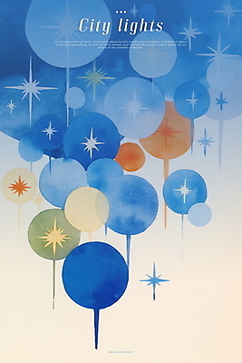 PSD 야경 일러스트 추상 수채화 사람없음 파란색 빛 반짝임 도시풍경 감성 국내일러스트 컬러 컨셉 무늬 모션 풍경 도시 야간 파일형식 풍경_경치