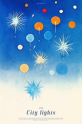 PSD 야경 일러스트 추상 수채화 불꽃놀이 사람없음 파란색 빛 반짝임 도시풍경 감성 국내일러스트 컬러 컨셉 무늬 모션 놀이 풍경 도시 야간 파일형식 풍경_경치