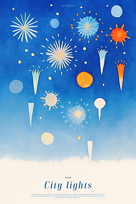 PSD 야경 일러스트 추상 수채화 불꽃놀이 사람없음 파란색 빛 반짝임 도시풍경 감성 국내일러스트 컬러 컨셉 무늬 모션 놀이 풍경 도시 야간 파일형식 풍경_경치