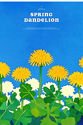 PSD 잎 일러스트 봄꽃 자연 하늘 사람없음 민들레 국내일러스트 식물 꽃 봄 생태계 파일형식