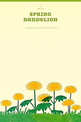 PSD 잎 일러스트 봄꽃 자연 잔디 사람없음 민들레 연노랑색 국내일러스트 식물 꽃 노란색 봄 생태계 파일형식