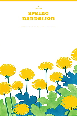 PSD 잎 일러스트 봄꽃 자연 사람없음 노란색 민들레 국내일러스트 식물 꽃 컬러 봄 생태계 파일형식