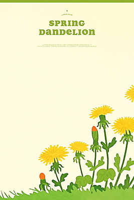 PSD 잎 일러스트 봄꽃 자연 잔디 사람없음 민들레 연노랑색 국내일러스트 식물 꽃 노란색 봄 생태계 파일형식