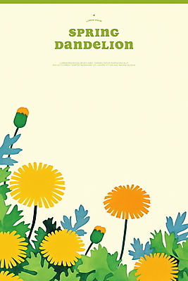 PSD 잎 일러스트 봄꽃 자연 사람없음 민들레 연노랑색 국내일러스트 식물 꽃 노란색 봄 생태계 파일형식