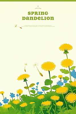 PSD 잎 일러스트 봄꽃 자연 사람없음 민들레 민들레홀씨 연노랑색 국내일러스트 식물 꽃 노란색 봄 생태계 파일형식