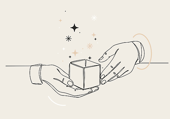 손 라인일러스트 일러스트 들기 신체부위 선물상자 반짝임 라인아트 주기 감사 베이지색 국내일러스트 AI파일 감정 선 컬러 모션 선물 사람 상자 파일형식 벡터