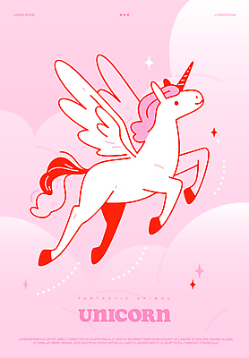 동물 구름 분홍색 일러스트 상상 하늘 미소 사람없음 반짝임 판타지 꿈 유니콘 몽환 환상 국내일러스트 AI파일 자연요소 컬러 컨셉 모션 표정 파일형식 벡터