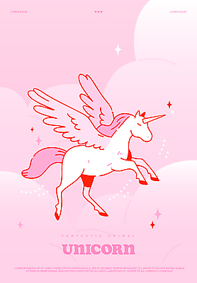 동물 구름 분홍색 일러스트 상상 하늘 사람없음 반짝임 판타지 눈감음 꿈 유니콘 몽환 환상 국내일러스트 AI파일 자연요소 컬러 컨셉 모션 파일형식 벡터