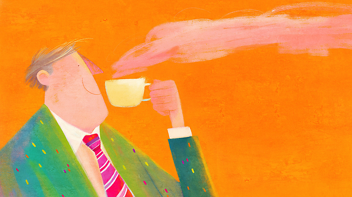 JPG 남자 일러스트 한명 미소 들기 정장 상반신 성인 주황색 머그컵 비즈니스맨 수증기 커피잔 성인남자한명만 국내일러스트 AI일러스트 AI콘텐츠 1 옷 커피 컬러 비즈니스 모션 잔 표정 사람 컵 직장인 남자한명만 성인남자만 파일형식