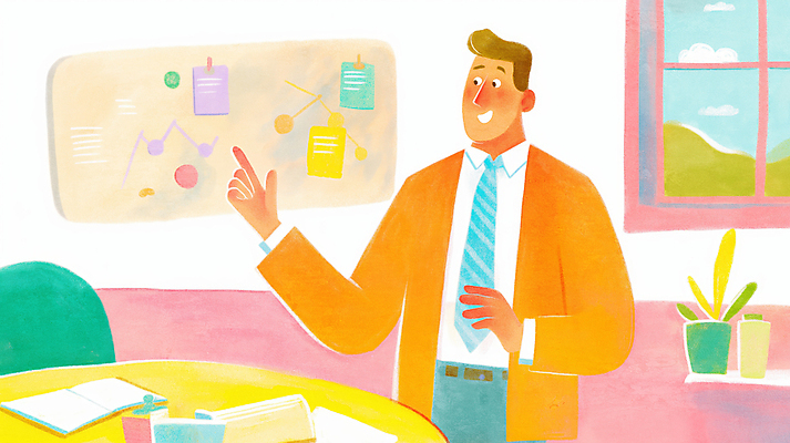 JPG 남자 의자 일러스트 창문 한명 미소 정장 성인 손들기 칠판 가리킴 비즈니스맨 원형탁자 성인남자한명만 국내일러스트 AI일러스트 AI콘텐츠 1 옷 가구 비즈니스 모션 탁자 표정 사람 손짓 직장인 남자한명만 성인남자만 파일형식