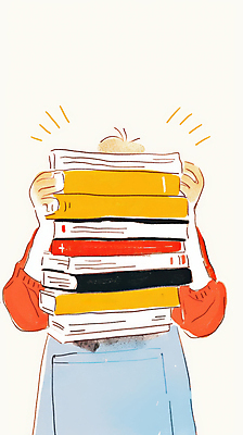 JPG 일러스트 한명 들기 사람 상반신 쌓기 앞치마 사서 책더미 국내일러스트 AI일러스트 AI콘텐츠 직업 1 모션 책 무더기 파일형식