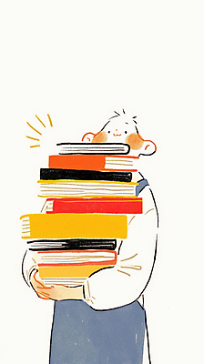 JPG 남자 일러스트 한명 미소 들기 상반신 성인 쌓기 앞치마 사서 책더미 성인남자한명만 국내일러스트 AI일러스트 AI콘텐츠 직업 1 모션 표정 사람 책 무더기 남자한명만 성인남자만 파일형식