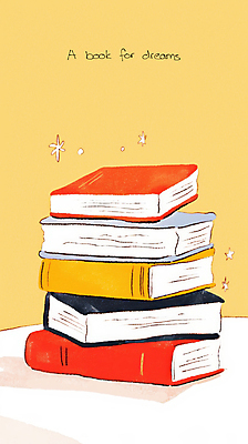 JPG 일러스트 탁자 사람없음 노란색 쌓기 꿈 책더미 국내일러스트 AI일러스트 AI콘텐츠 컬러 가구 모션 책 무더기 파일형식