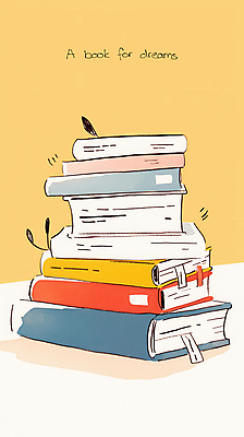 JPG 일러스트 사람없음 노란색 쌓기 꿈 북마크 책더미 국내일러스트 AI일러스트 AI콘텐츠 컬러 모션 책 무더기 파일형식