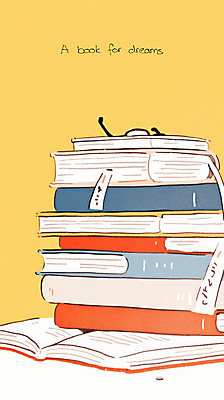 JPG 일러스트 사람없음 노란색 쌓기 꿈 책더미 국내일러스트 AI일러스트 AI콘텐츠 컬러 모션 책 무더기 파일형식