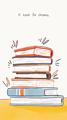 JPG 일러스트 탁자 사람없음 쌓기 꿈 베이지색 책더미 국내일러스트 AI일러스트 AI콘텐츠 컬러 가구 모션 책 무더기 파일형식