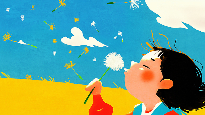 JPG 여자 얼굴 어린이 일러스트 한명 미소 들기 소녀 파란색 눈감음 불기 민들레홀씨 봄바람 소녀한명만 국내일러스트 AI일러스트 AI콘텐츠 1 컬러 모션 바람 표정 사람 신체부위 민들레 여자한명만 소녀만 파일형식