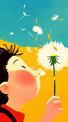 JPG 남자 얼굴 어린이 일러스트 한명 미소 들기 소년 파란색 노란색 눈감음 불기 민들레홀씨 봄바람 소년한명만 국내일러스트 AI일러스트 AI콘텐츠 1 컬러 모션 바람 표정 사람 신체부위 민들레 남자한명만 소년만 파일형식