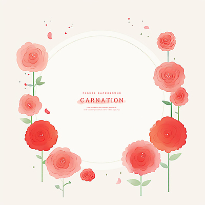 PSD 꽃잎 백그라운드 잎 일러스트 수채화 사람없음 빨간색 어버이날 카네이션 감사 가정의달 원형프레임 국내일러스트 식물 기념일 꽃 감정 컬러 프레임 원형 5월 파일형식