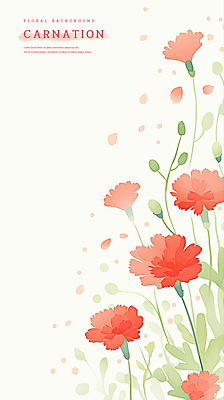 PSD 꽃잎 백그라운드 잎 일러스트 수채화 사람없음 빨간색 어버이날 카네이션 감사 가정의달 국내일러스트 식물 기념일 꽃 감정 컬러 5월 파일형식