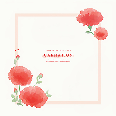 PSD 백그라운드 잎 일러스트 수채화 사각프레임 사람없음 빨간색 어버이날 카네이션 감사 가정의달 국내일러스트 식물 기념일 꽃 감정 컬러 프레임 사각형 5월 파일형식