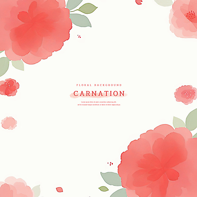PSD 백그라운드 잎 일러스트 수채화 사람없음 빨간색 어버이날 카네이션 감사 가정의달 국내일러스트 식물 기념일 꽃 감정 컬러 5월 파일형식