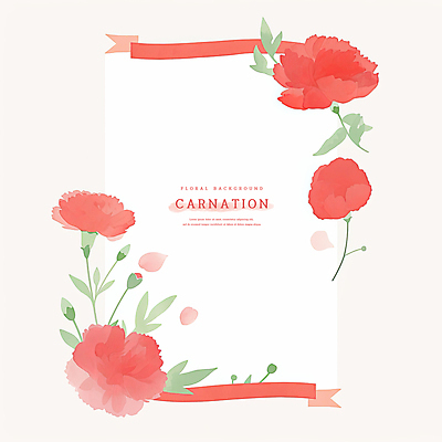 PSD 꽃잎 리본 백그라운드 잎 일러스트 수채화 사람없음 빨간색 어버이날 카네이션 감사 가정의달 국내일러스트 식물 기념일 꽃 감정 컬러 5월 파일형식