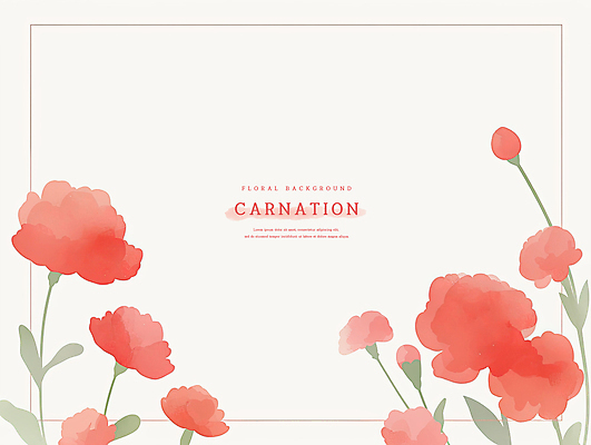 PSD 백그라운드 잎 일러스트 수채화 사람없음 빨간색 어버이날 카네이션 감사 가정의달 국내일러스트 식물 기념일 꽃 감정 컬러 5월 파일형식
