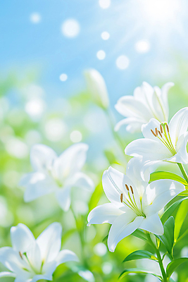 JPG 편집이미지 잎 자연 하늘 사람없음 빛 햇빛 백합 보케 편집실사 AI포토 AI콘텐츠 식물 꽃 태양 CG 생태계 파일형식