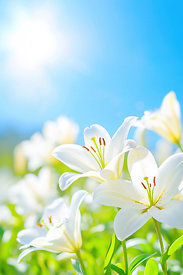 JPG 편집이미지 잎 자연 하늘 사람없음 빛 햇빛 백합 편집실사 AI포토 AI콘텐츠 식물 꽃 태양 CG 생태계 파일형식