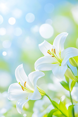 JPG 편집이미지 잎 자연 하늘 사람없음 빛 햇빛 백합 보케 편집실사 AI포토 AI콘텐츠 식물 꽃 태양 CG 생태계 파일형식