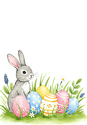 JPG 꽃 기독교 일러스트 수채화 사람없음 평화 믿음 천주교 토끼 풀잎 부활절계란 국내일러스트 AI일러스트 AI콘텐츠 식물 감정 종교 컨셉 잎 포유류 부활절 반려동물 계란 풀_식물 파일형식