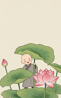 JPG 전신 남자 어린이 불교 일러스트 연꽃 한명 서기 미소 소년 부처님오신날 잡기 연잎 동자승 승복 소년한명만 국내일러스트 AI일러스트 AI콘텐츠 1 기념일 꽃 종교 잎 모션 표정 사람 승려 남자한명만 소년만 파일형식