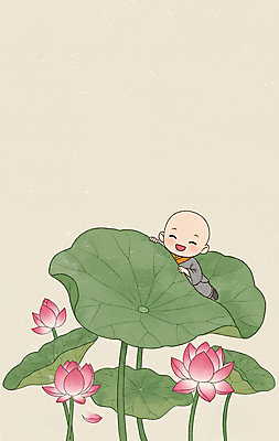 JPG 남자 어린이 엎드리기 불교 일러스트 연꽃 한명 미소 소년 부처님오신날 연잎 동자승 승복 소년한명만 국내일러스트 AI일러스트 AI콘텐츠 1 기념일 꽃 종교 잎 모션 표정 사람 승려 남자한명만 소년만 파일형식