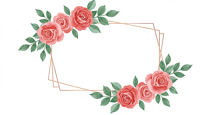 JPG 잎 일러스트 수채화 사람없음 빨간색 장미 꽃프레임 카피스페이스 국내일러스트 AI일러스트 AI콘텐츠 식물 꽃 컬러 프레임 공백 파일형식