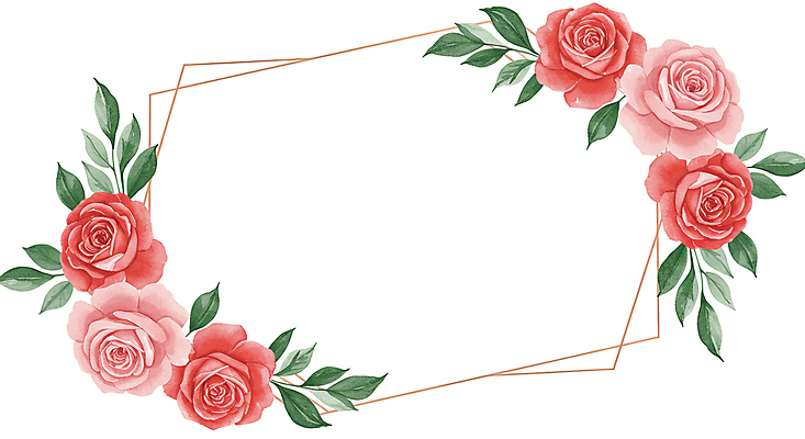 JPG 잎 일러스트 수채화 사람없음 빨간색 장미 꽃프레임 카피스페이스 국내일러스트 AI일러스트 AI콘텐츠 식물 꽃 컬러 프레임 공백 파일형식