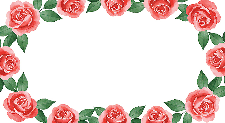 JPG 잎 일러스트 수채화 사람없음 빨간색 장미 꽃프레임 카피스페이스 국내일러스트 AI일러스트 AI콘텐츠 식물 꽃 컬러 프레임 공백 파일형식