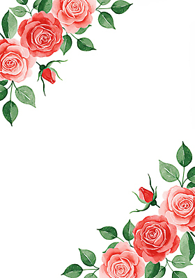 JPG 잎 일러스트 수채화 사람없음 빨간색 장미 꽃프레임 카피스페이스 국내일러스트 AI일러스트 AI콘텐츠 식물 꽃 컬러 프레임 공백 파일형식