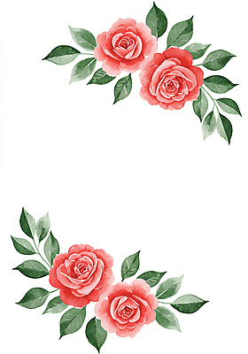 JPG 잎 일러스트 수채화 사람없음 빨간색 장미 꽃프레임 카피스페이스 국내일러스트 AI일러스트 AI콘텐츠 식물 꽃 컬러 프레임 공백 파일형식