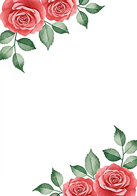 JPG 잎 일러스트 수채화 사람없음 빨간색 장미 꽃프레임 카피스페이스 국내일러스트 AI일러스트 AI콘텐츠 식물 꽃 컬러 프레임 공백 파일형식