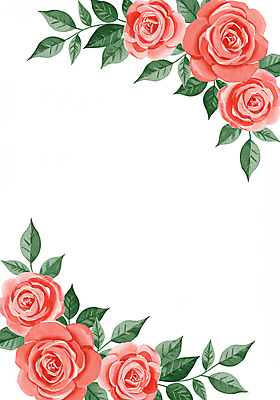 JPG 잎 일러스트 수채화 사람없음 빨간색 장미 꽃프레임 카피스페이스 국내일러스트 AI일러스트 AI콘텐츠 식물 꽃 컬러 프레임 공백 파일형식