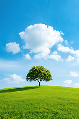 JPG 구름 편집이미지 하늘 한그루 그림자 잔디 사람없음 평화 언덕 편집실사 AI포토 AI콘텐츠 자연요소 나무 식물 1 컨셉 CG 파일형식